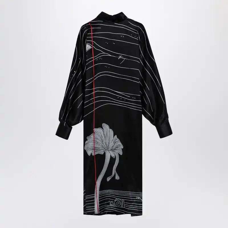 Black Silk Satin Midi Dress - Ferragamo