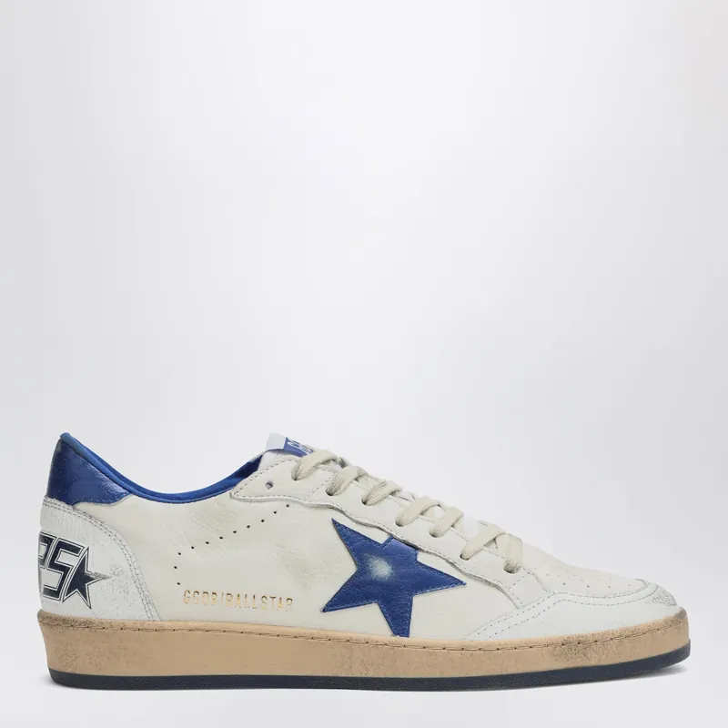 White/Metallic Blue Ballstar Sneakers - Golden Goose