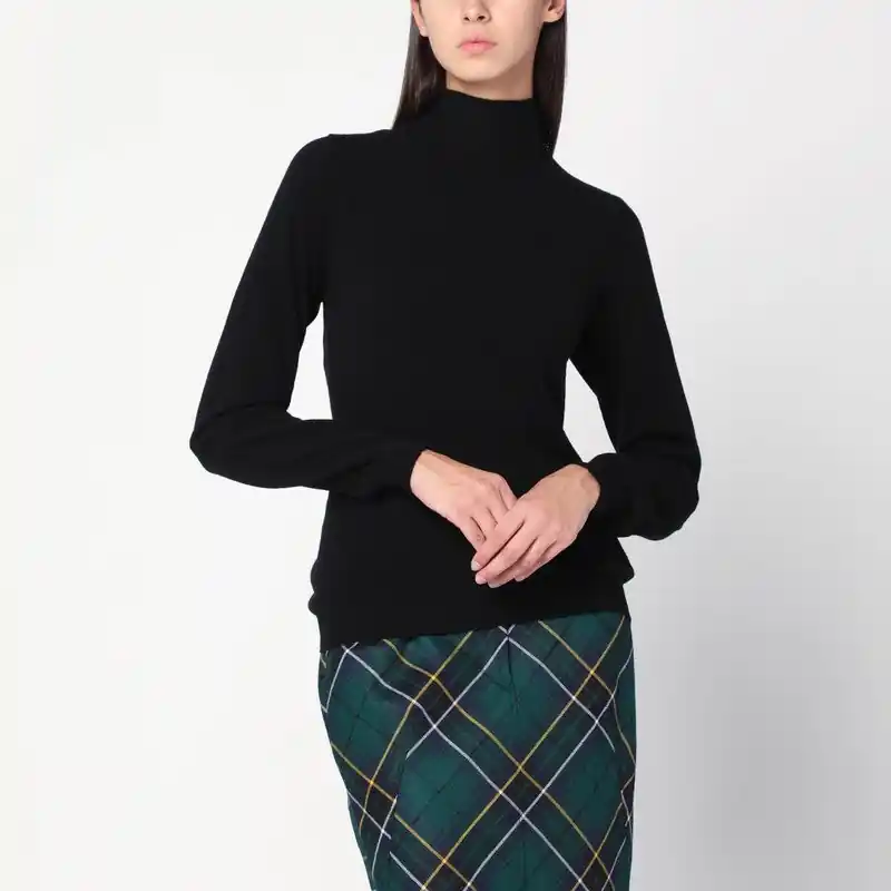 Black Turtleneck Sweater With Crossed Details - Moschino