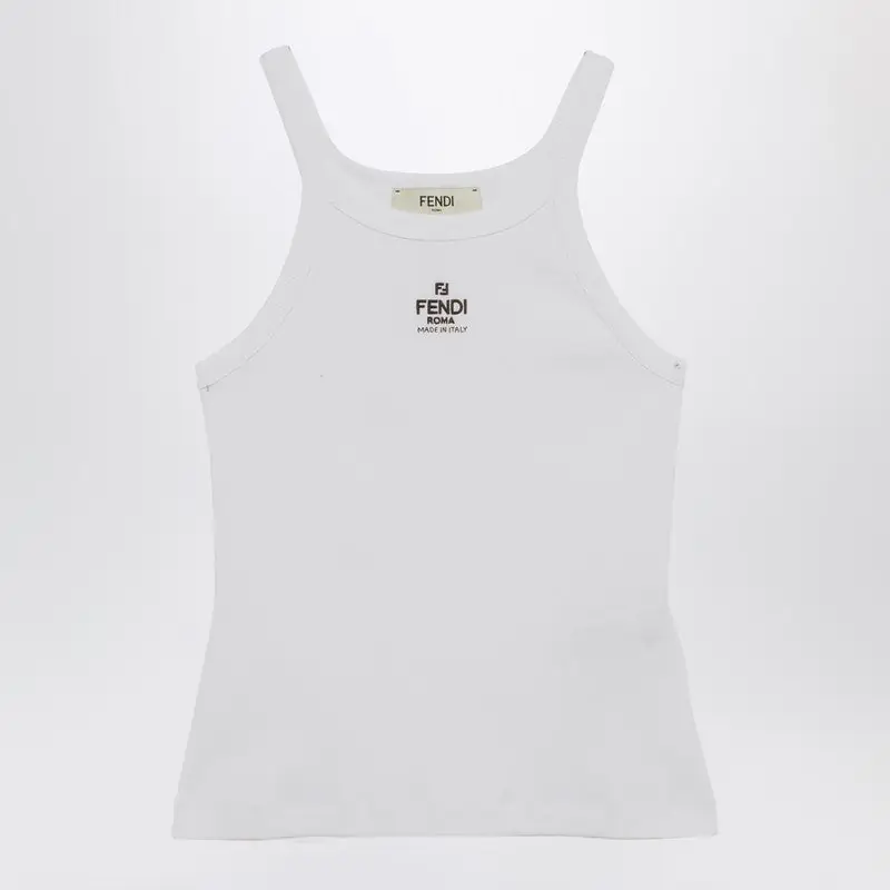 White Tank Top With Logo - Fendi