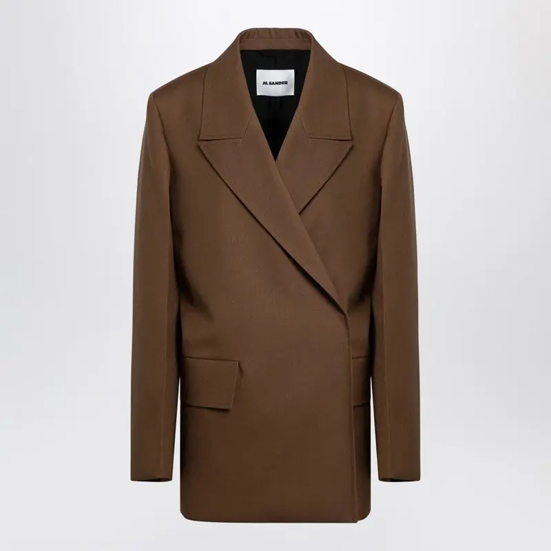 Brown Wool Double-Breasted Jacket