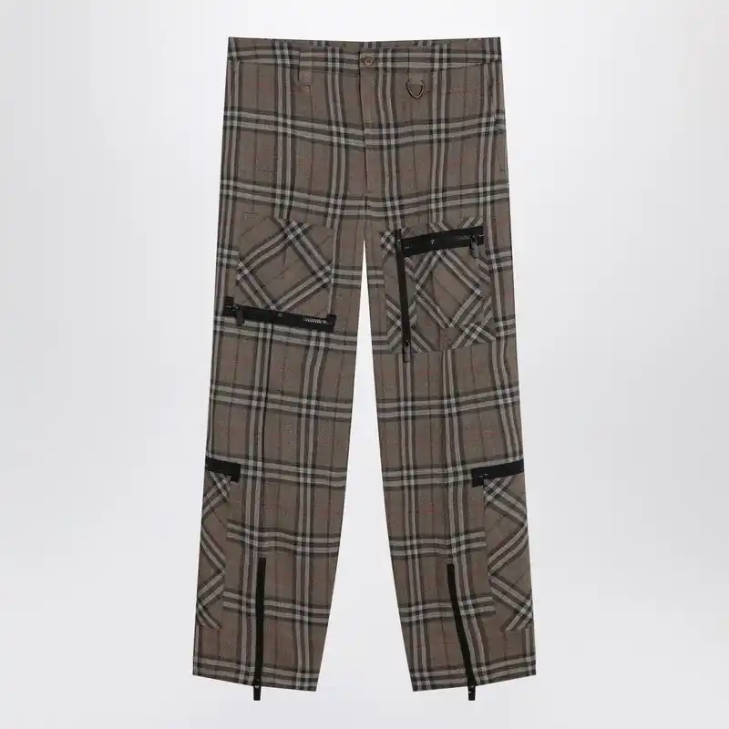 Cargo Pants Check Pattern In Silk Blend - Burberry