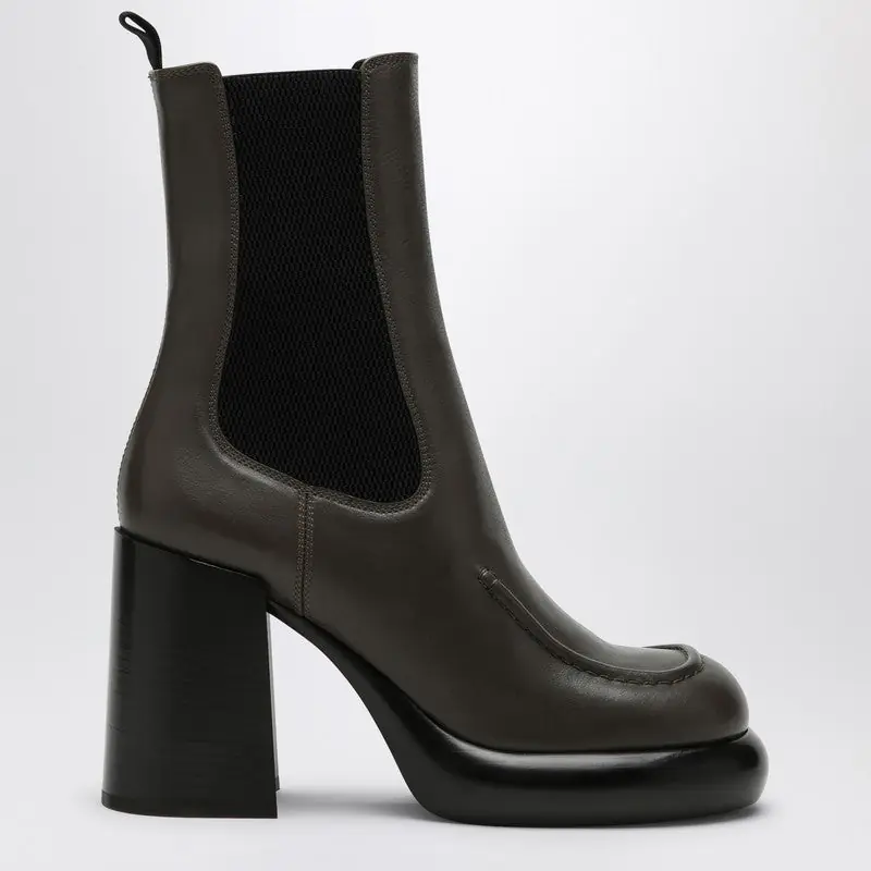 Chelsea Wedge Boot In Dark Green Leather - Burberry