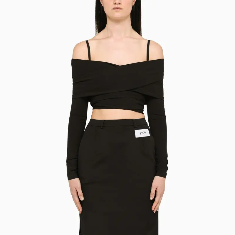 Black Top With Boat Neckline - Dolce & Gabbana