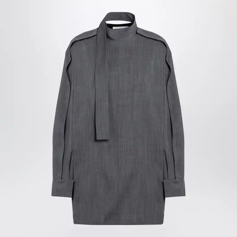 Grey Wool Shirt With Scarf - Jil Sander
