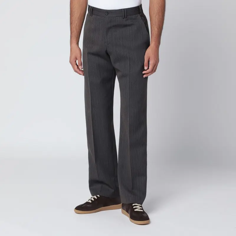 Brown Striped Wool Trousers - PT Torino