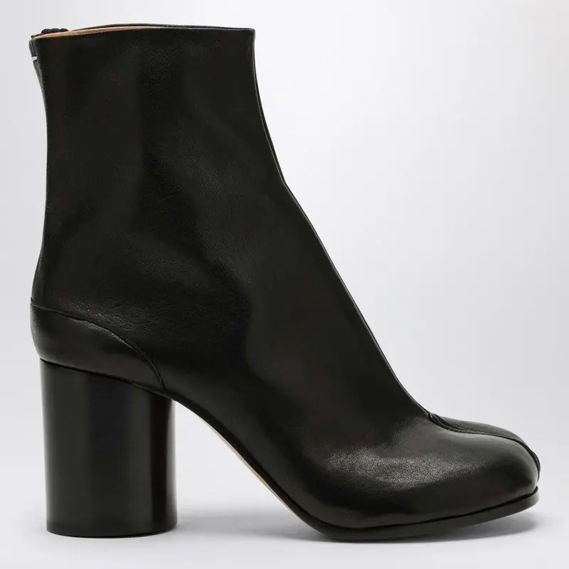 Black Leather Tabi Ankle Boots - Maison Margiela