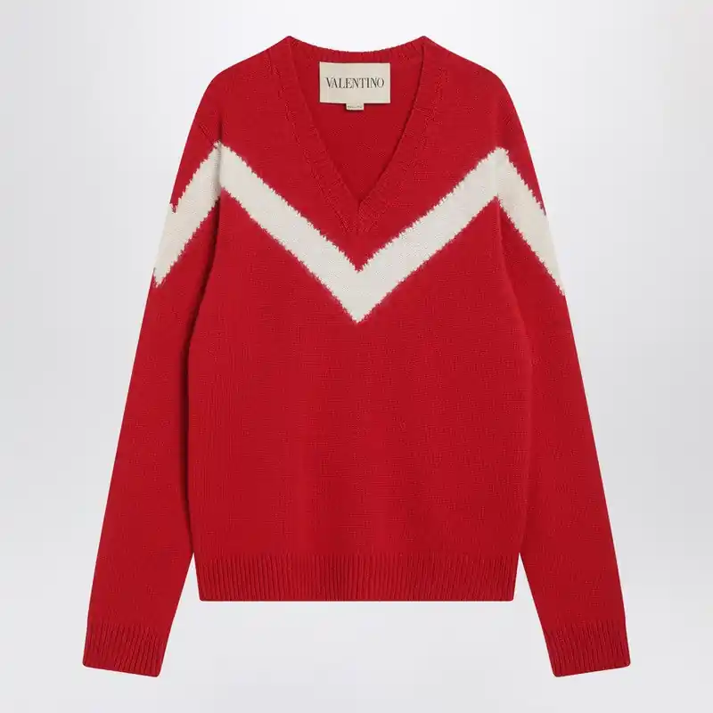 Red Sweater With Vlogo On Bow - Valentino Garavani