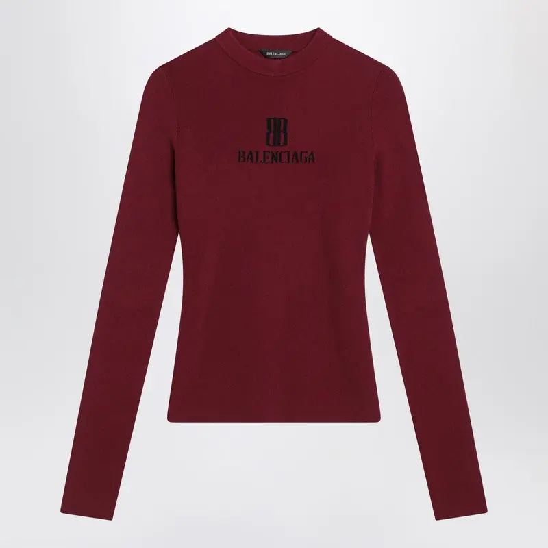 Ribbed Burgundy Nano Bb Sweater - Balenciaga