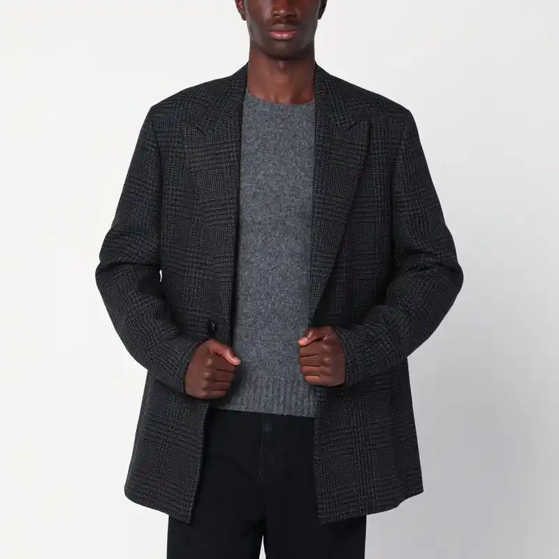 Black Melange Prince Of Wales Jacket - Namacheko