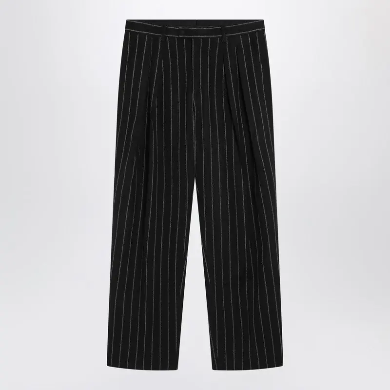 Striped Wool-Blend Trousers