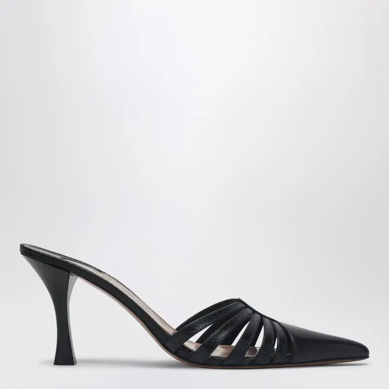 Black Leather Mule Nadia - Paris Texas