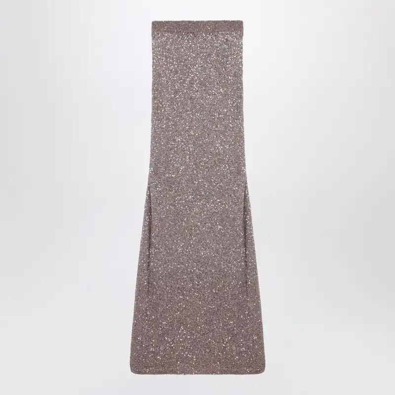 Light Brown/Silver Maxi Skirt With Sequins - Balenciaga