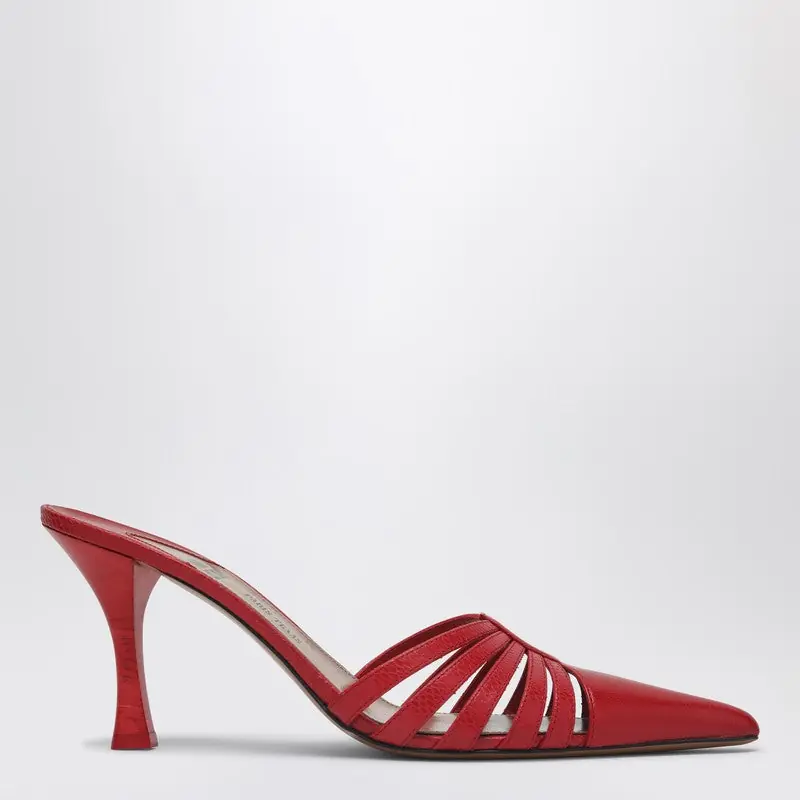 Red Leather Mule Nadia - Paris Texas