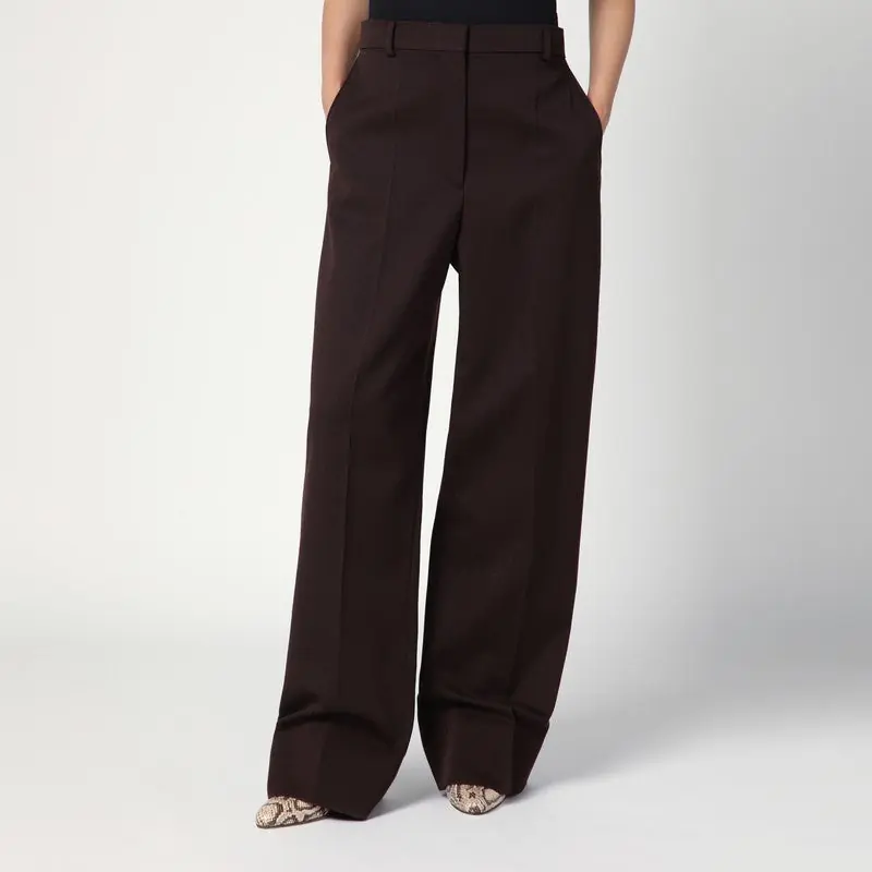 Straight Leg Trousers In Plum Wool - Stella McCartney