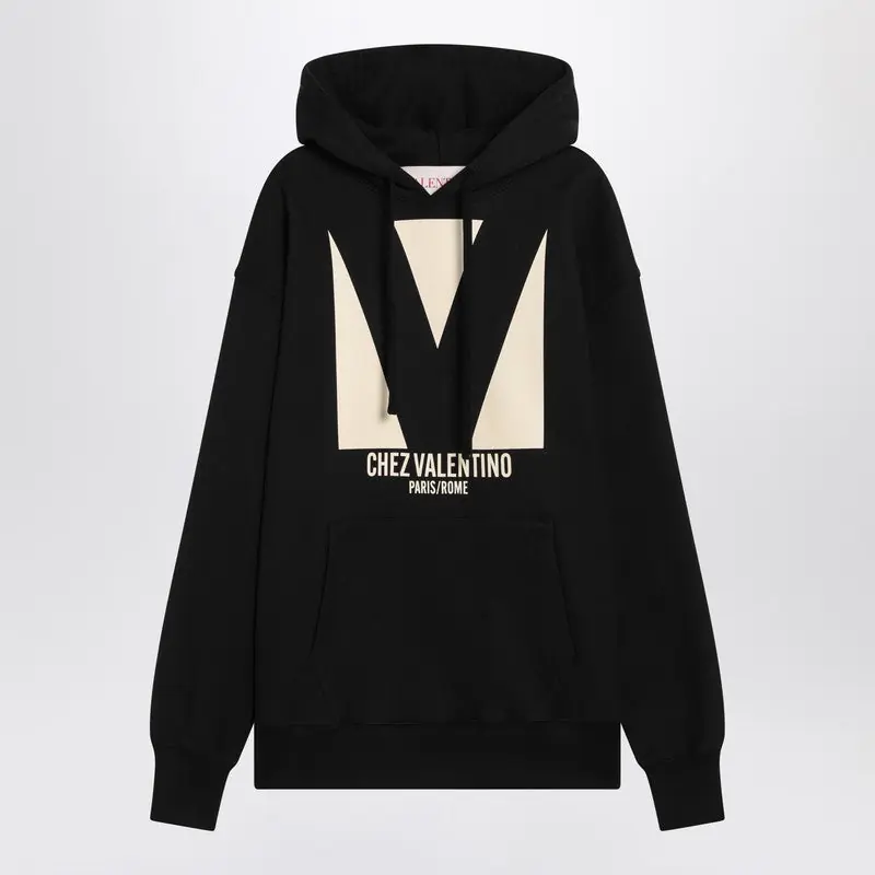 Black Sweatshirt With Chez Valentino Print - Valentino Garavani