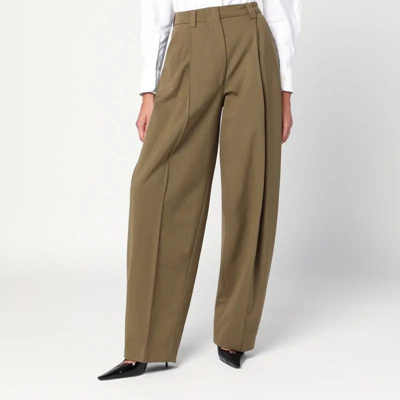 Taupe Wool Blend Trousers - Thelatest