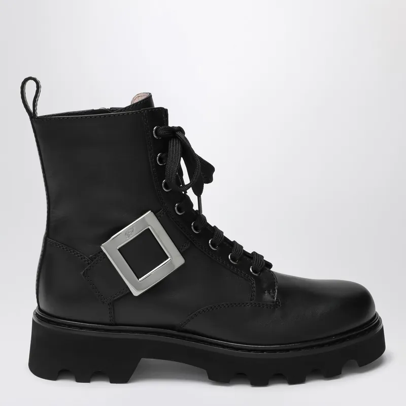 Viv' Rangers Truck Black Leather Ankle Boots - Roger Vivier