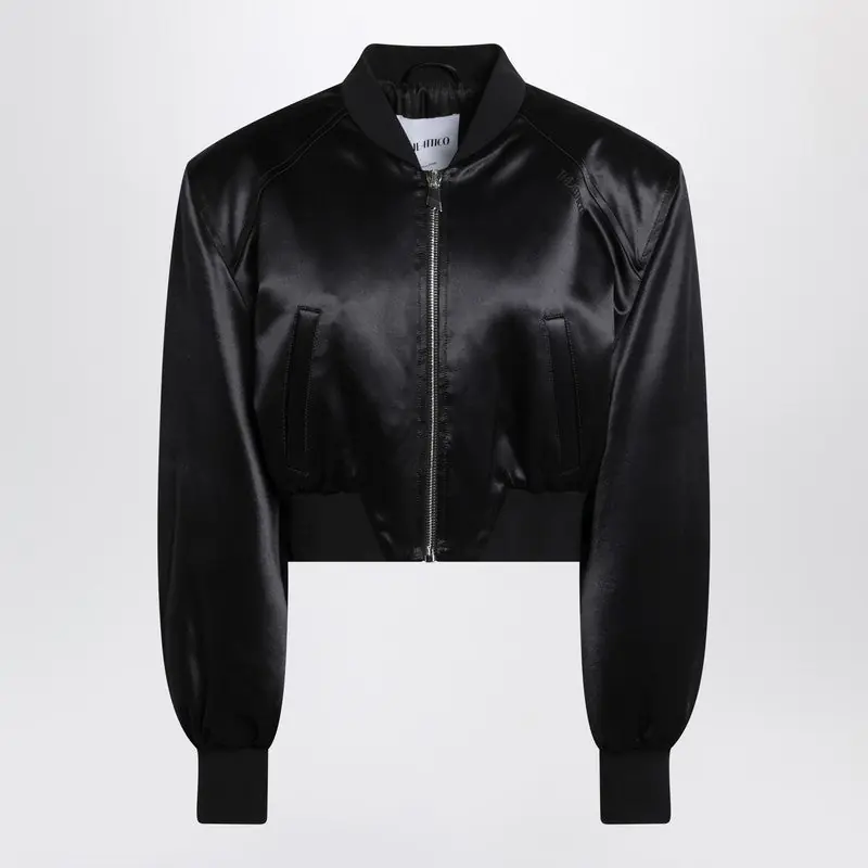 Black Shiny Cropped Bomber - The Attico