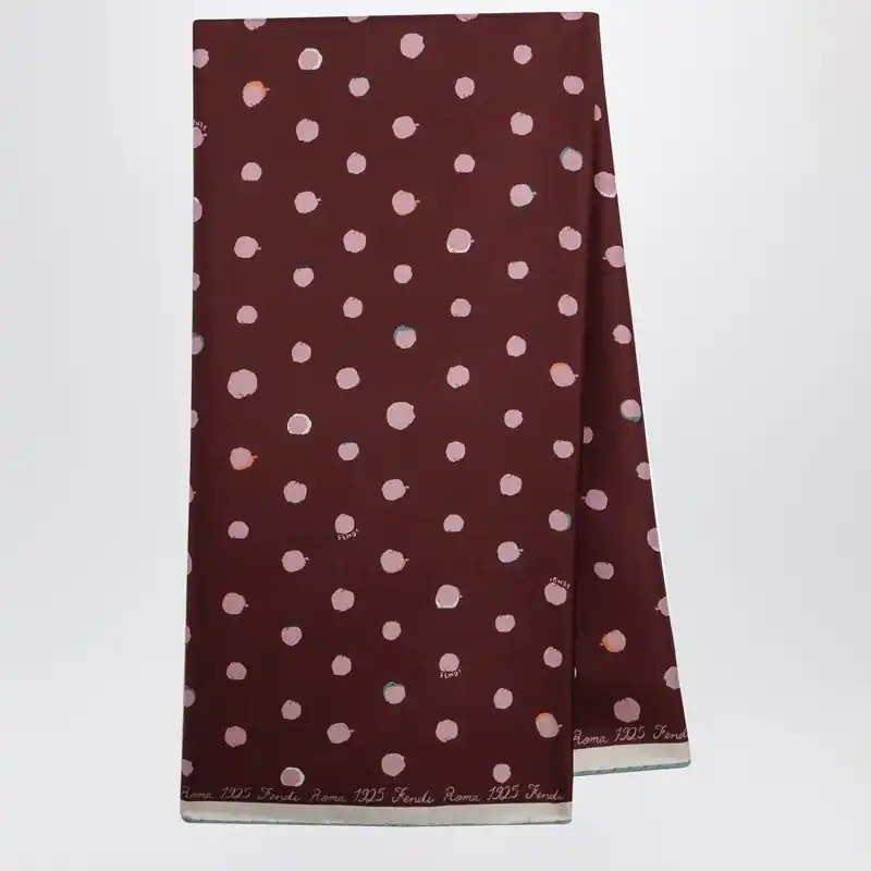 Pink And Burgundy Silk Falena Dots Foulard - Fendi