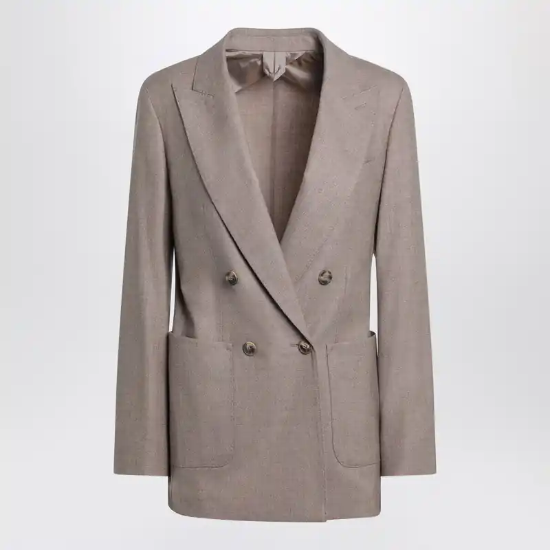 Double-Breasted Cashmere Jacket In Dove Color