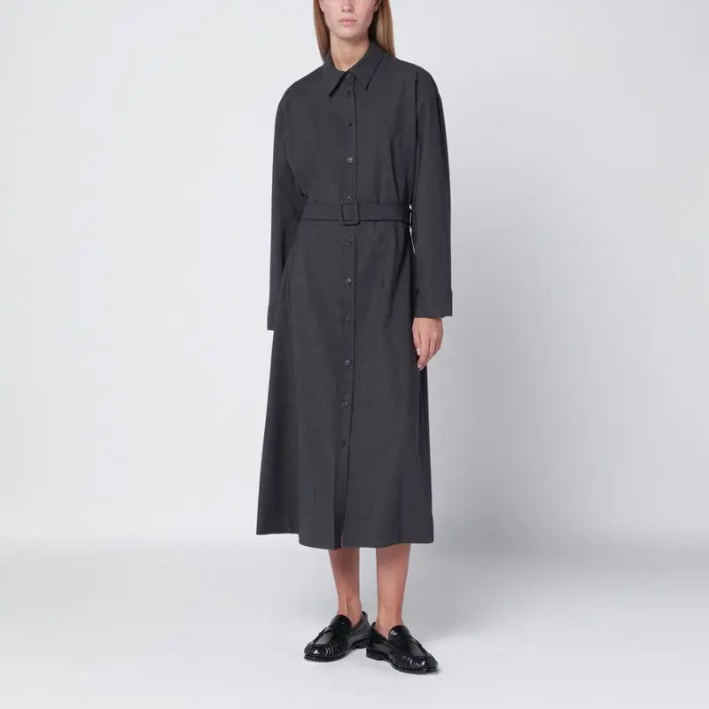 Anthracite Grey Belted Shirt Dress - P.A.R.O.S.H.