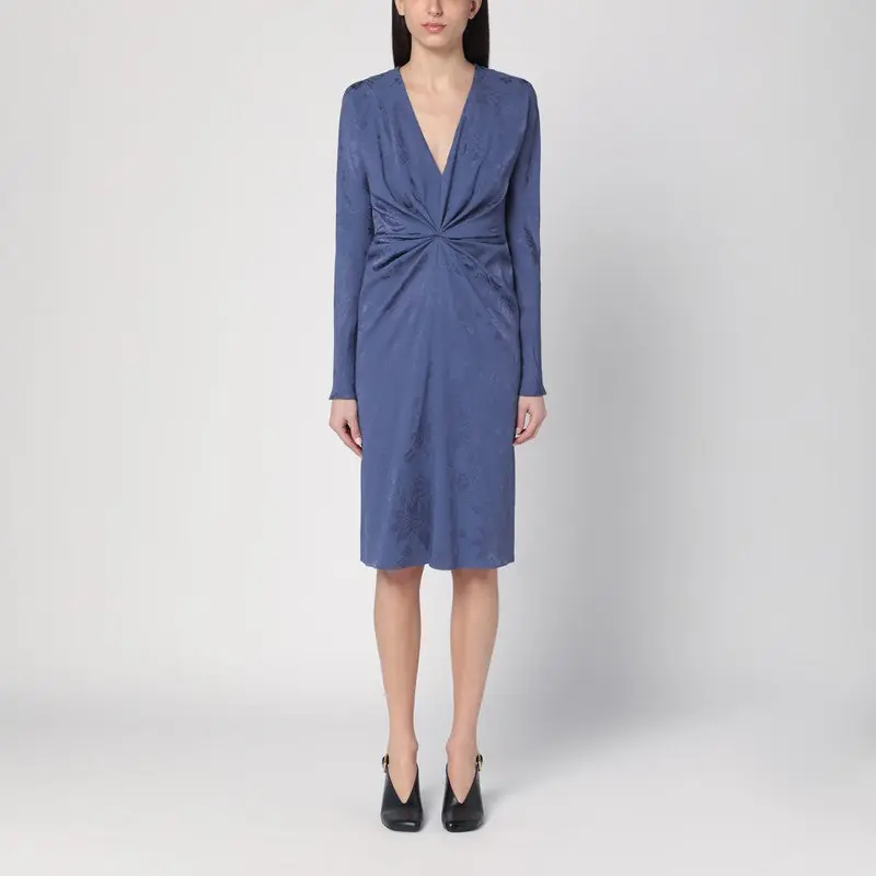 Jacquard-Effect Dress In Cornflower Blue