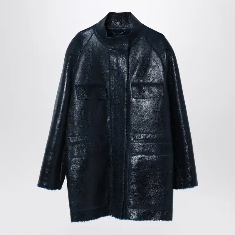 Dark Blue Sheepskin Jacket - Fendi