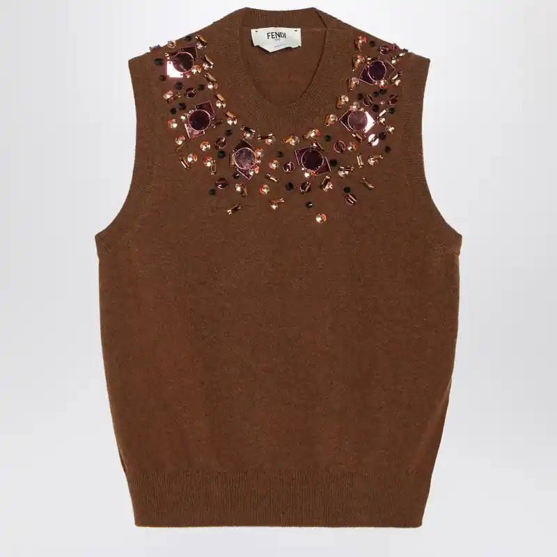 Rust Wool And Cashmere Gilet - Fendi