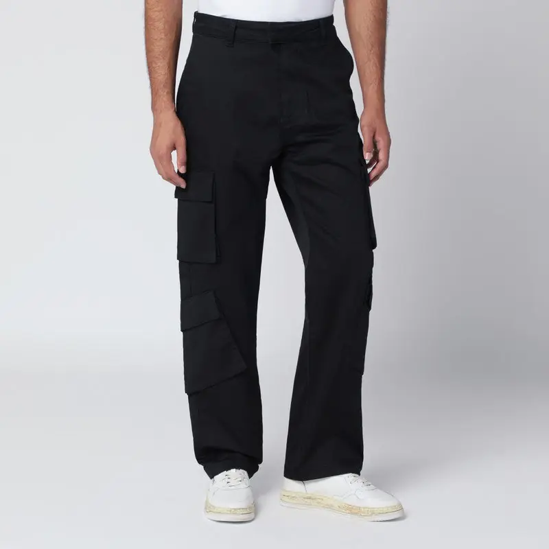 Black Cotton Cargo Trousers - Represent