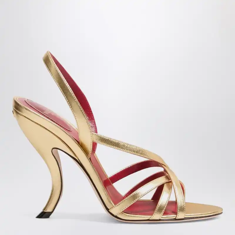 Fetishique Sandals Gold Leather - Valentino Garavani