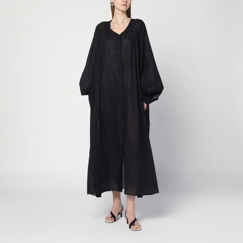 Loose Black Dress In Cotton - Thelatest