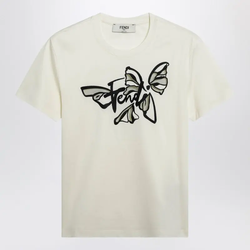 White T-Shirt With Embroidered Logo