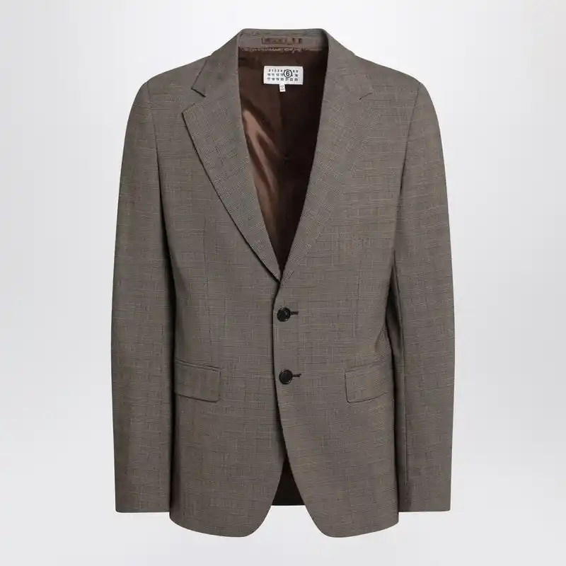 Single-Breasted Jacket Brown In Wool Blend