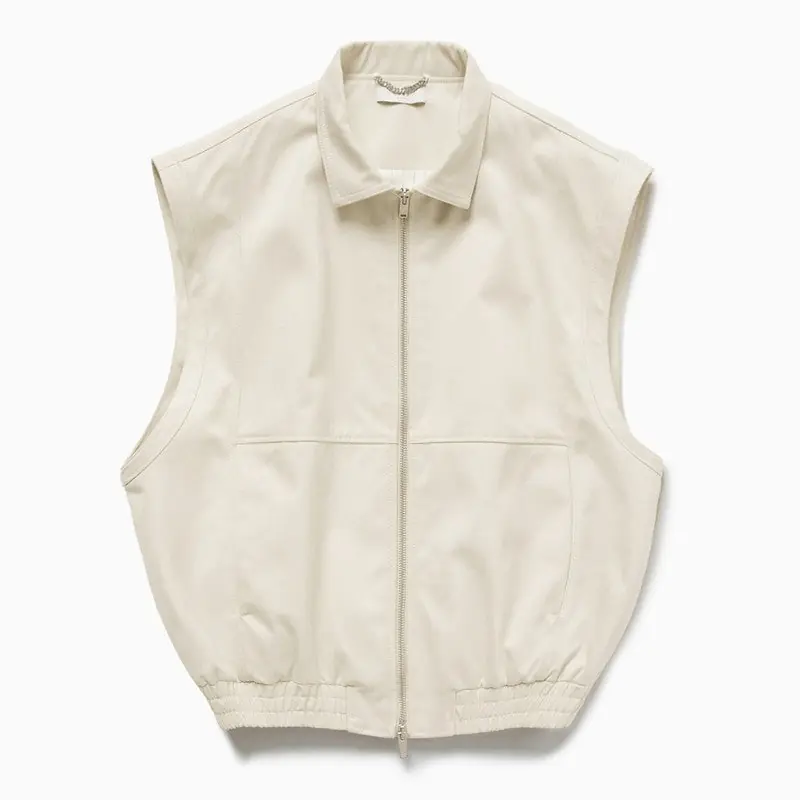 Light Cream Gabardine Zip Up Vest - 1989 Studio