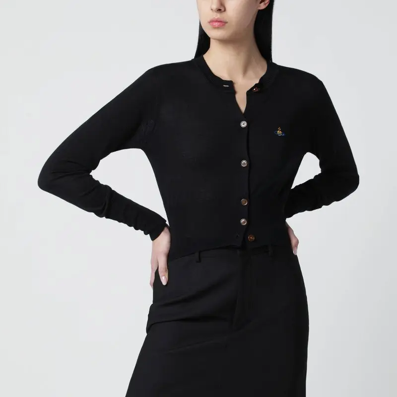Black Cropped Wool And Silk Cardigan - Vivienne Westwood