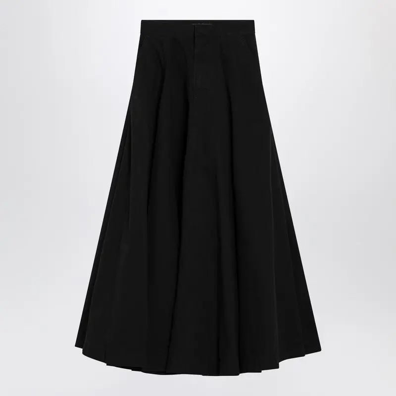 Black Cotton Ripstop Godet Maxi Skirt - Balenciaga