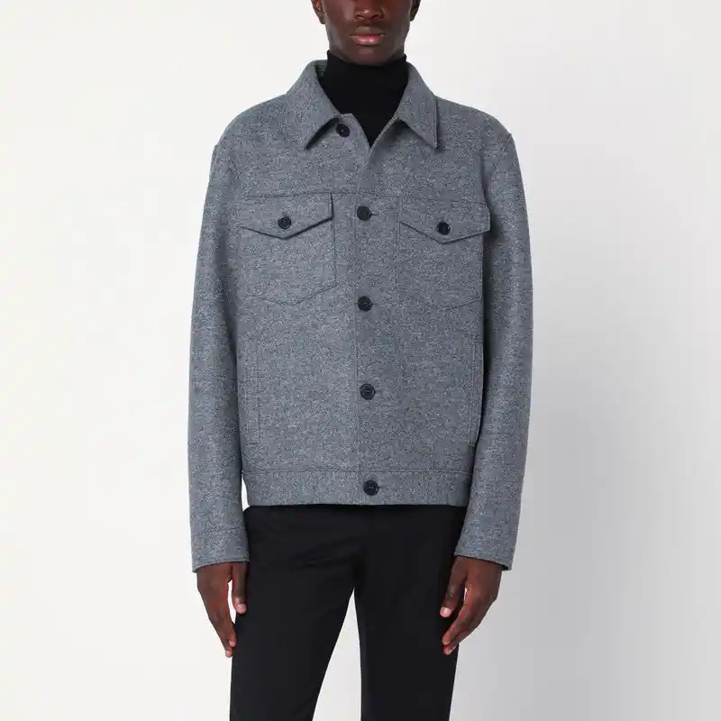 Light Grey Wool Jacket - Harris Wharf London