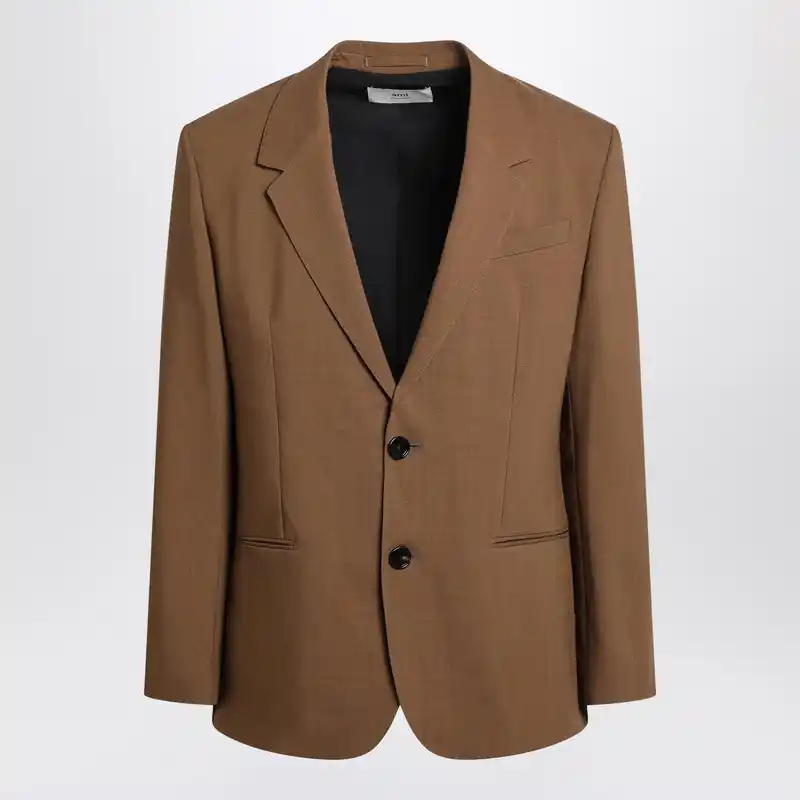 Hazelnut Single-Breasted Wool Jacket