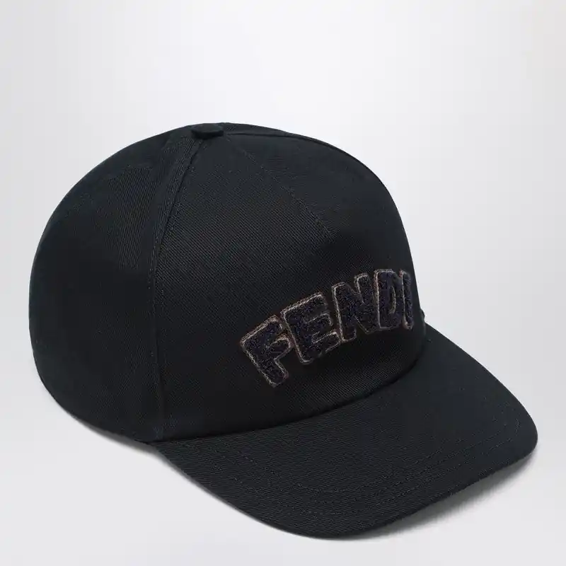 Blue Cotton Baseball Cap - Fendi
