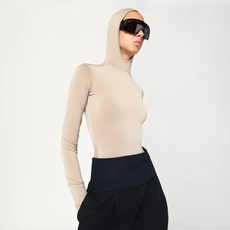 Billie Hooded Top In Flesh Colour - Darkpark
