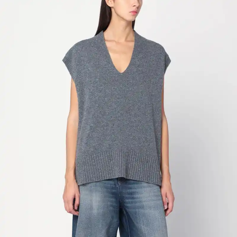 Oversized Grey Wool Vest - Roberto Collina