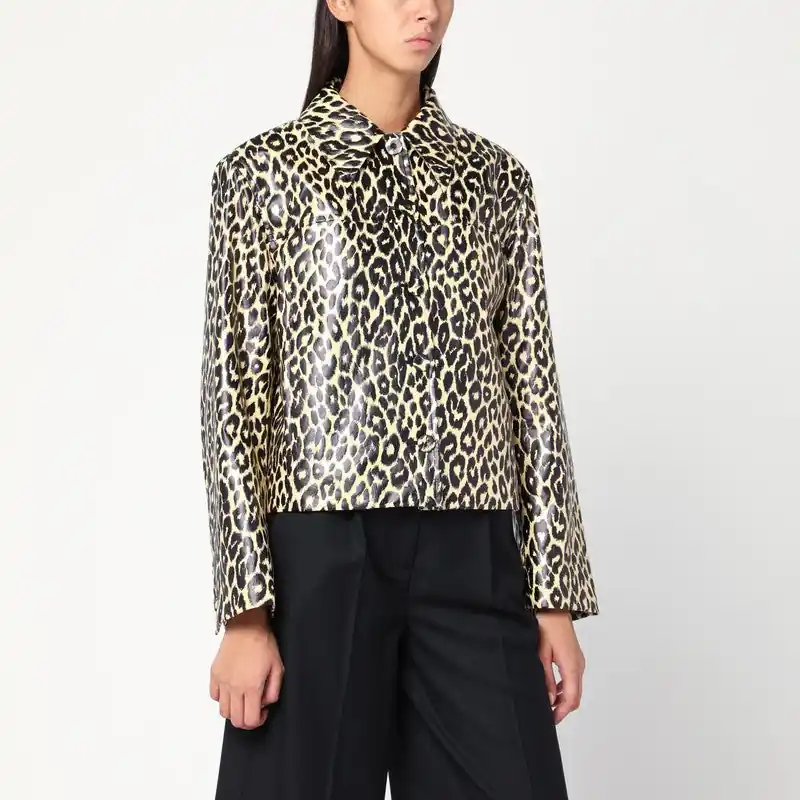 Leopard Print Jacket In Coated Fabric - Jil Sander