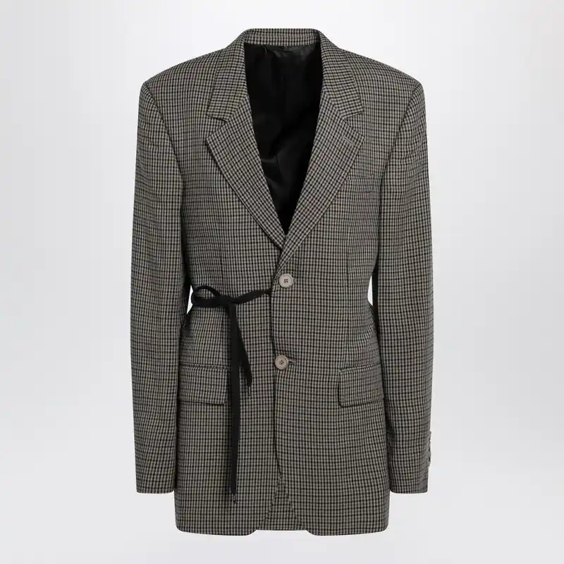 Vichy-Pattern Jacket With Side Lace Detail