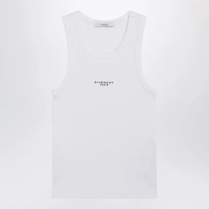 White Slim-Fit Tank Top With Logo