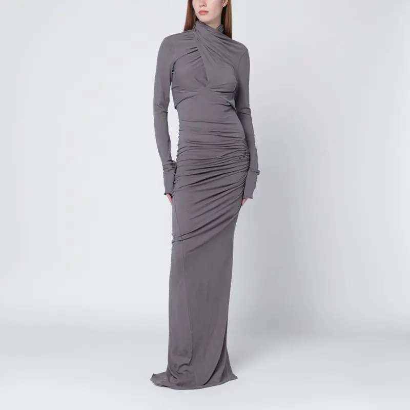 Long Grey Draped Dress - Entire Studios