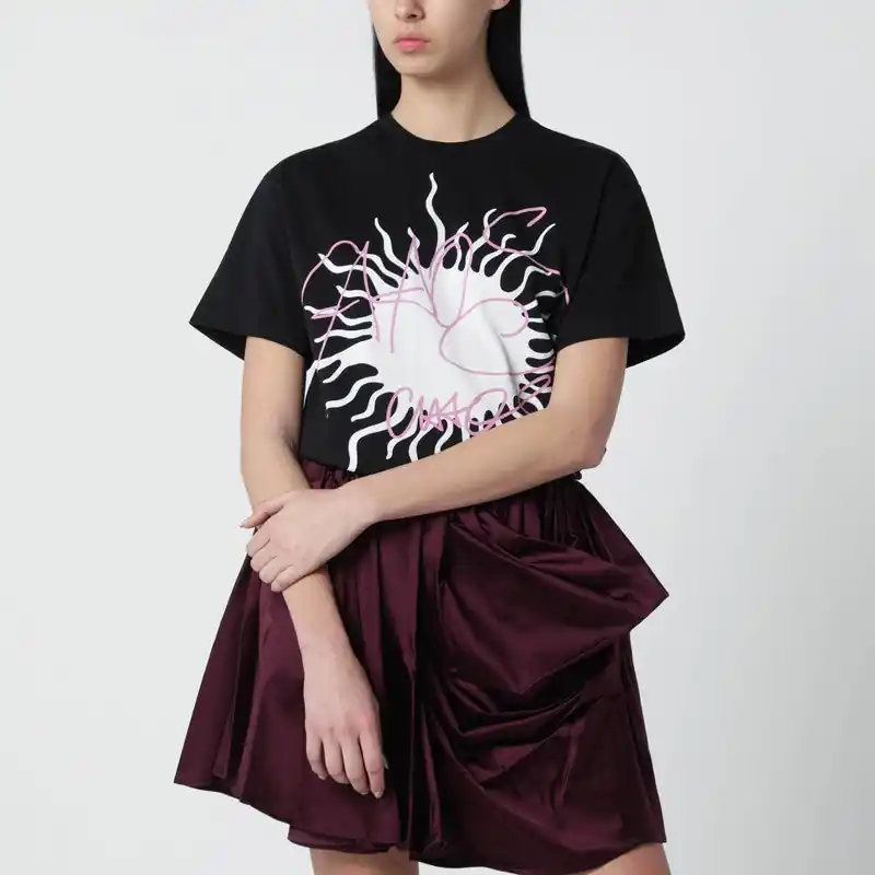 Black T-Shirt With Logo Print