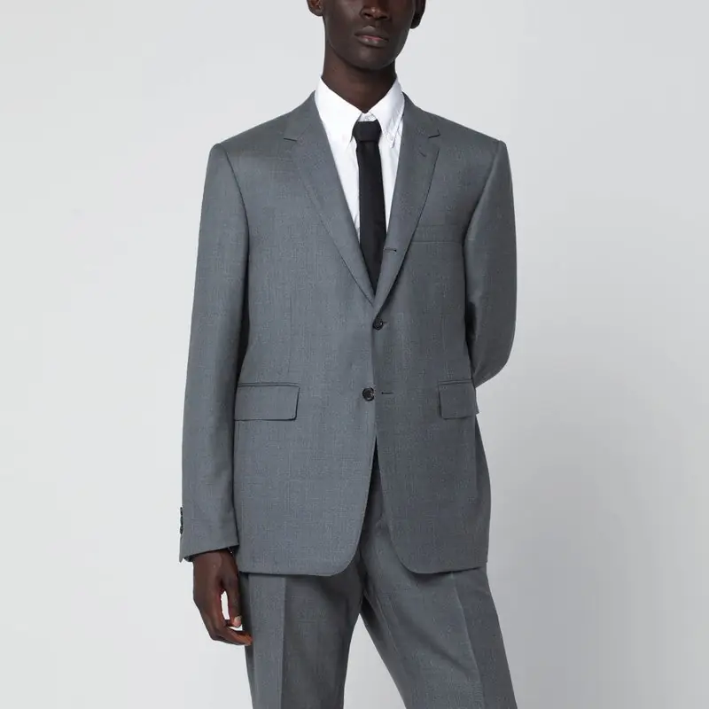 Grey Single-Breasted Wool Jacket