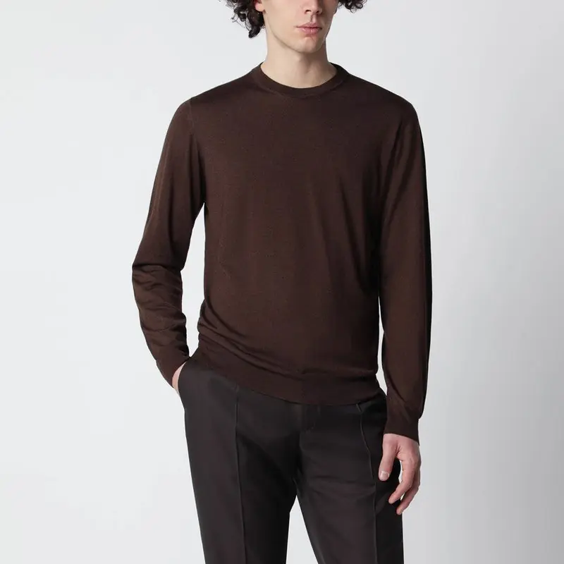 Chocolate Brown Wool Sweater - Drumohr