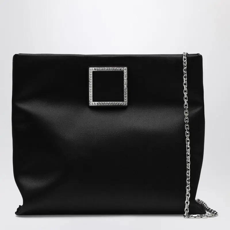 Trompette Clutch In Black Satin - Roger Vivier